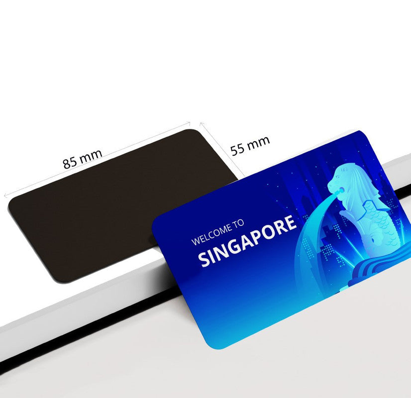 dhcrafts Rectangular Rubber Fridge Magnet / Magnetic Card Blue Singapore Design Pack of 1 (8.6cm x 5.4cm)